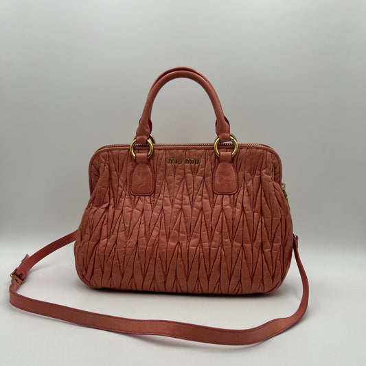 Miu Miu Pink Matelasse Leather Handbag