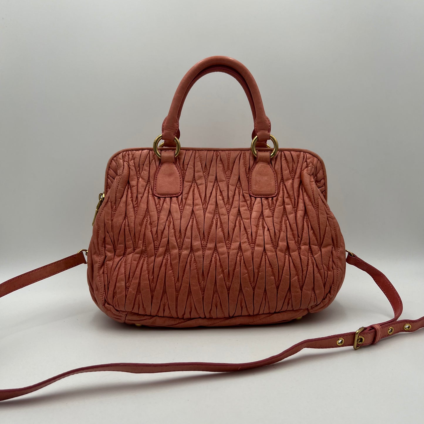 Miu Miu Pink Matelasse Leather Handbag