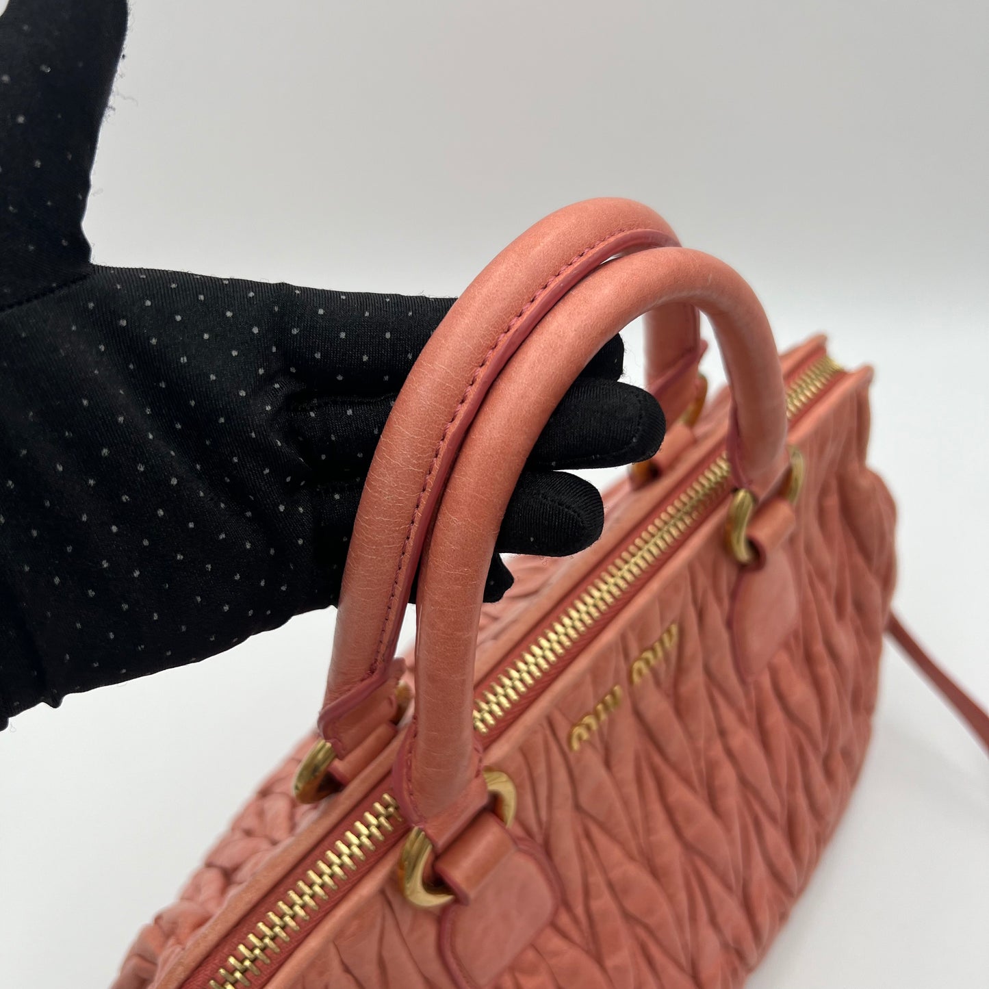 Miu Miu Pink Matelasse Leather Handbag