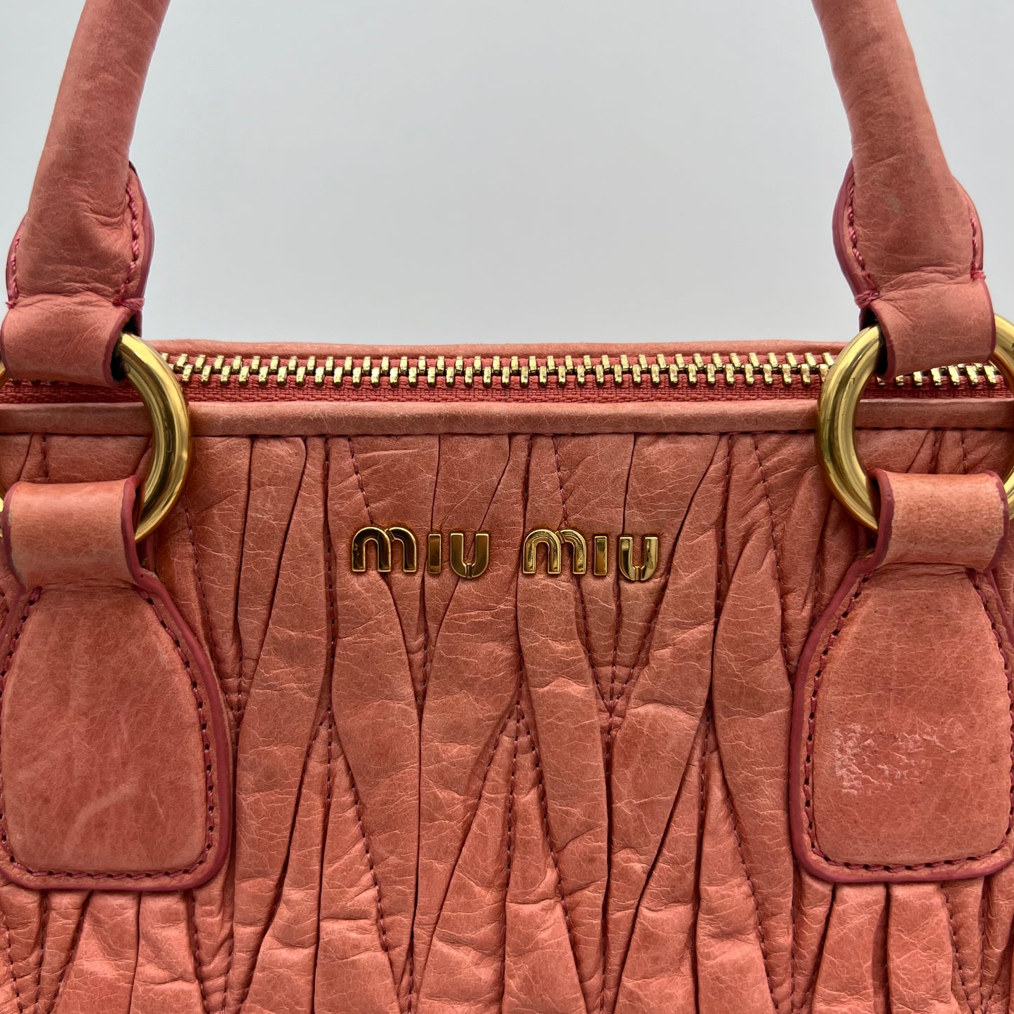 Miu Miu Pink Matelasse Leather Handbag