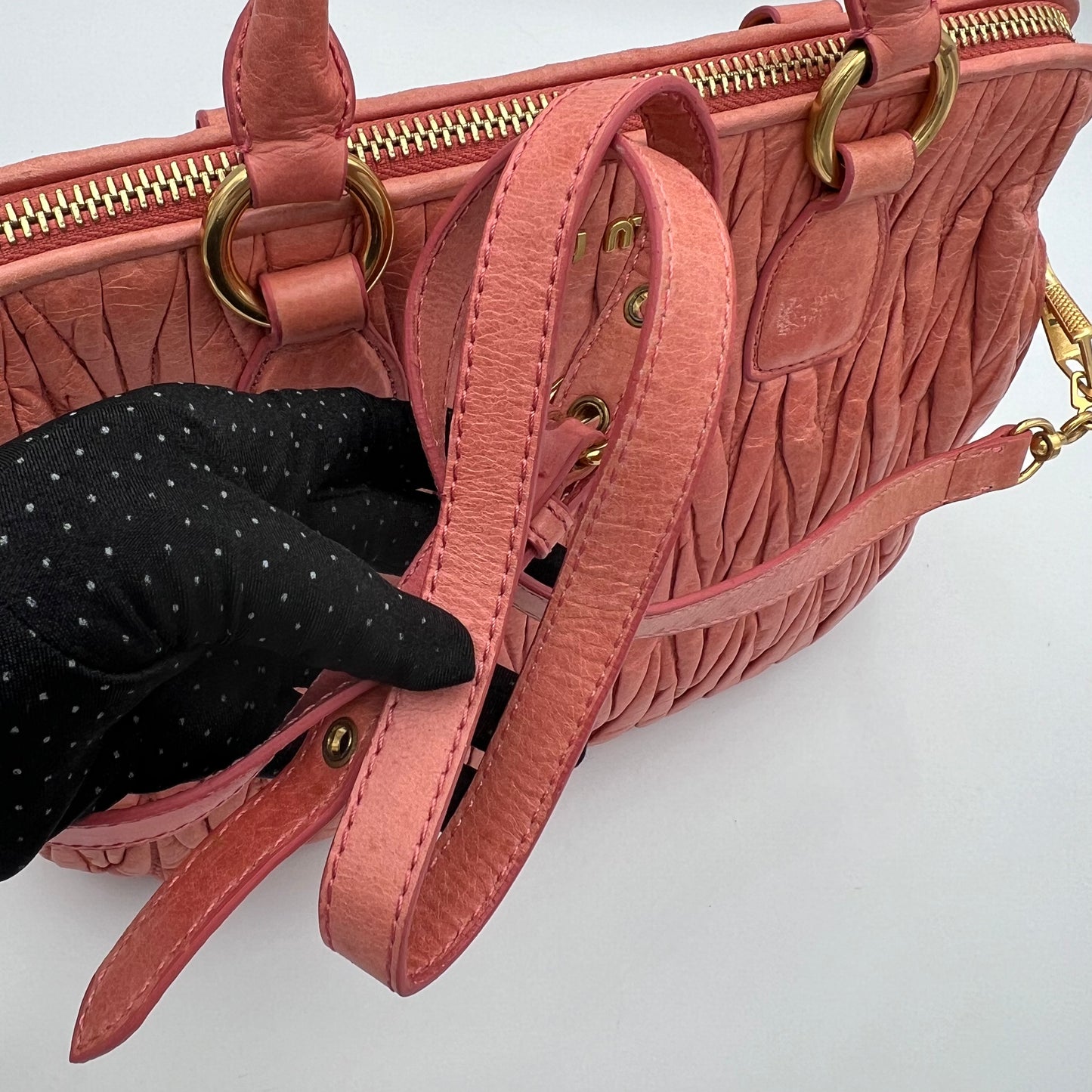 Miu Miu Pink Matelasse Leather Handbag