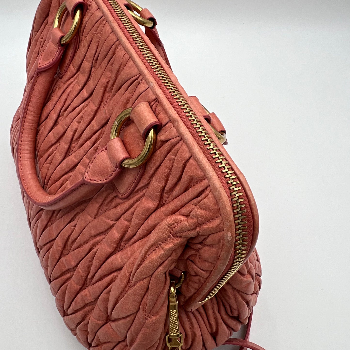Miu Miu Pink Matelasse Leather Handbag