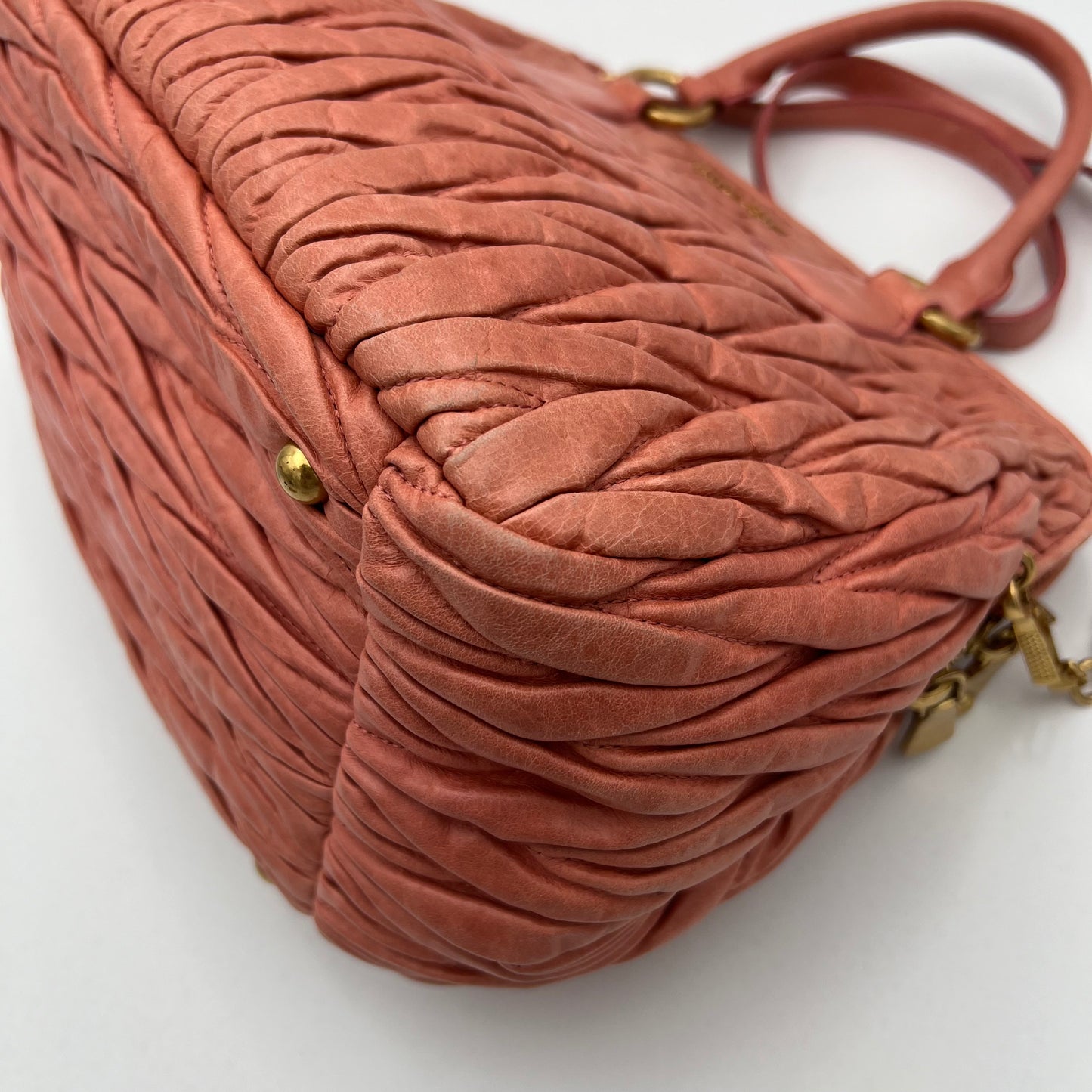 Miu Miu Pink Matelasse Leather Handbag