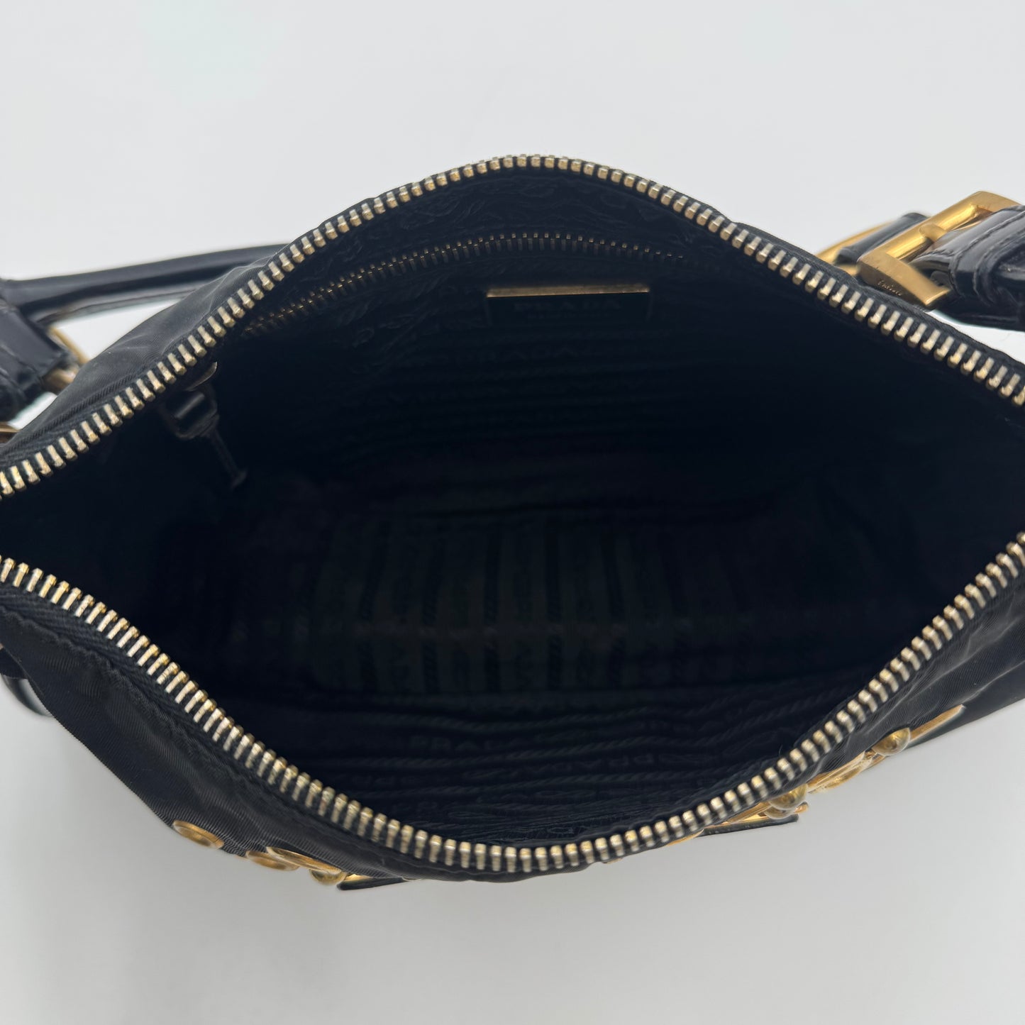 Prada Black Nylon Grommet Cleo Shoulder Bag GHW