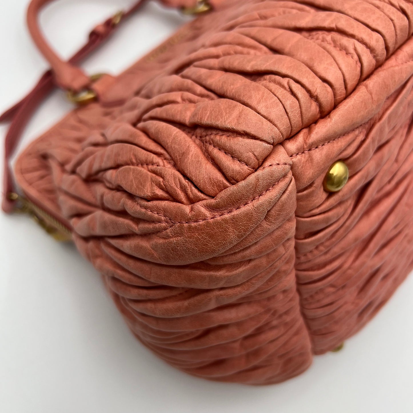 Miu Miu Pink Matelasse Leather Handbag