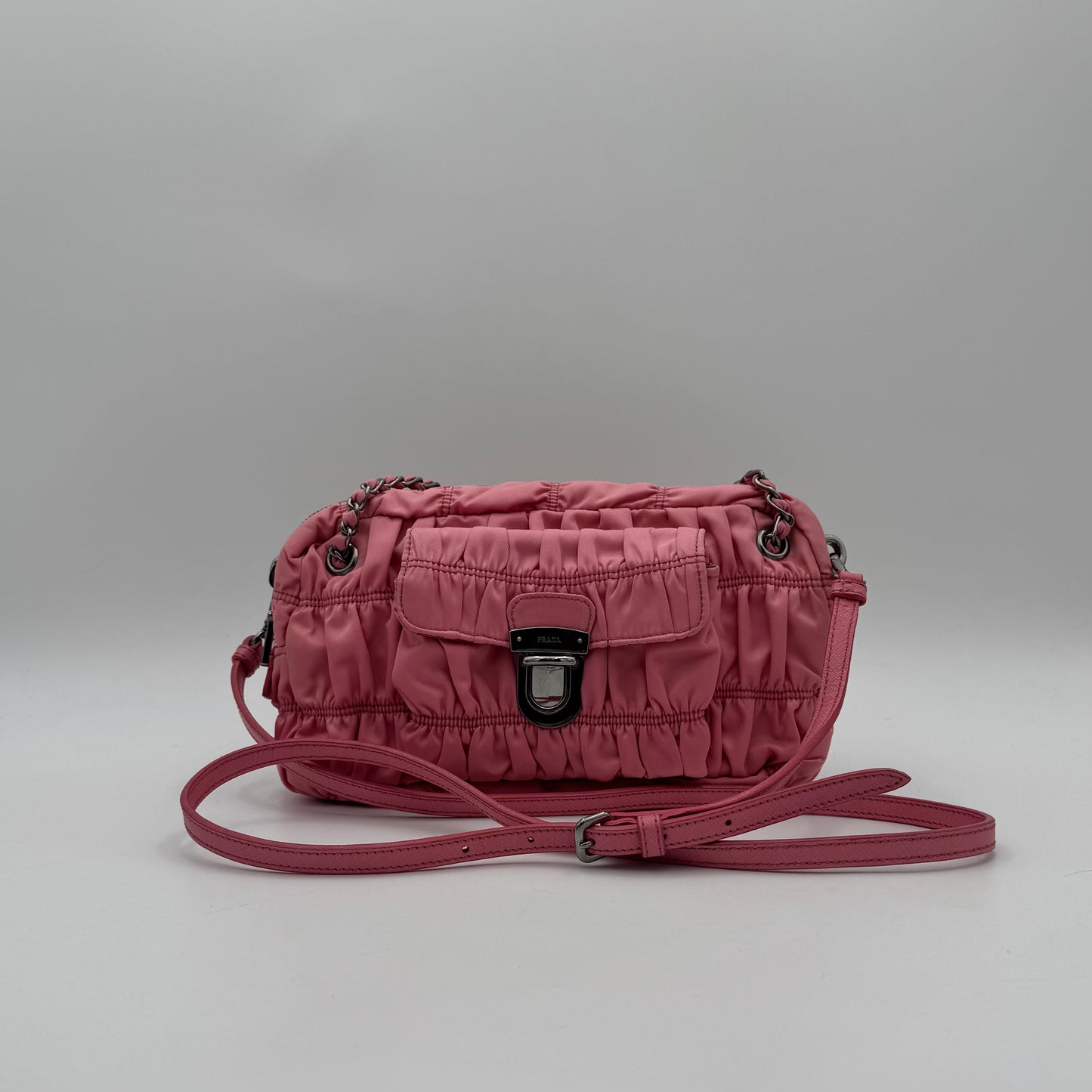 Prada Pink Tessuto Gaufre Chain Satchel