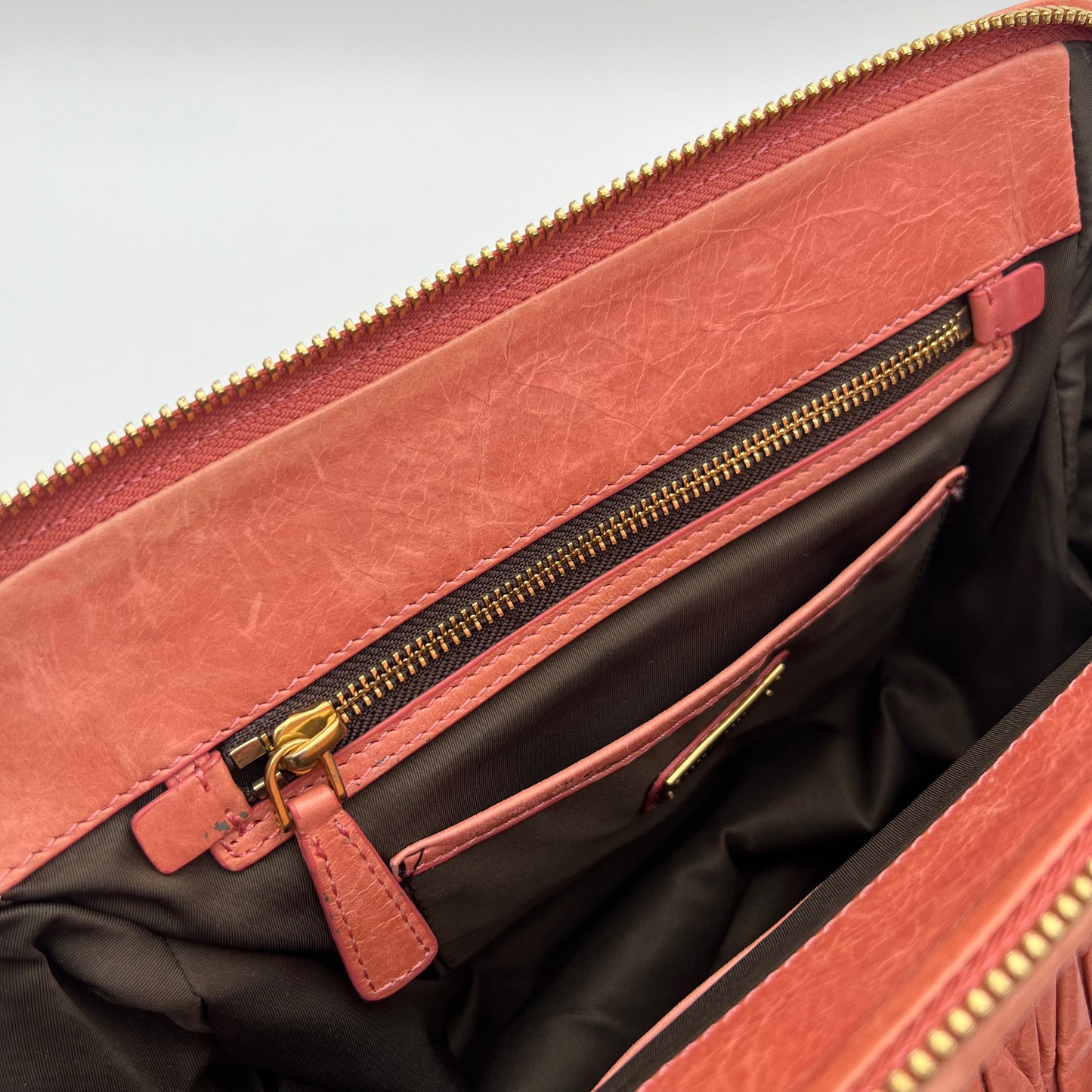 Miu Miu Pink Matelasse Leather Handbag