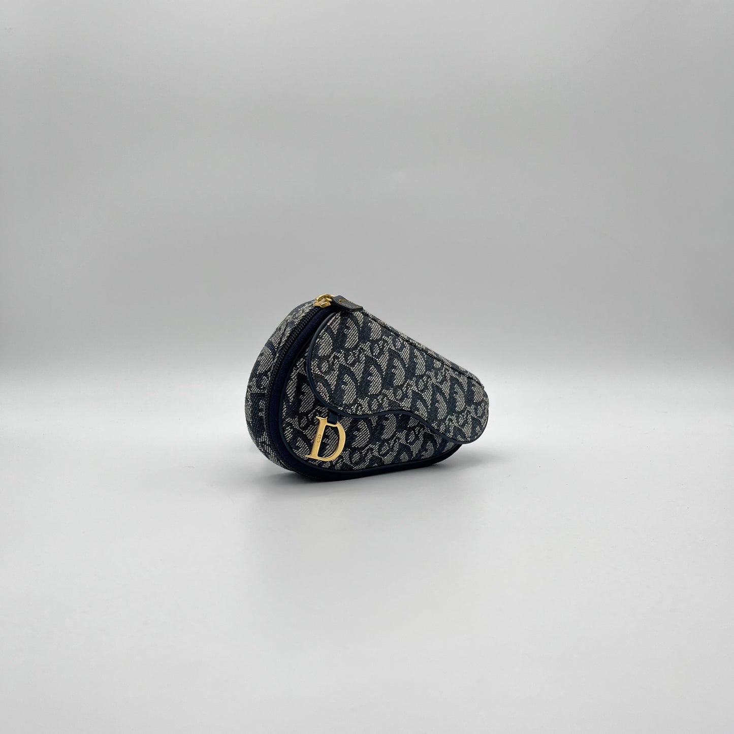 Christian Dior Blue Oblique Canvas Saddle Pouch
