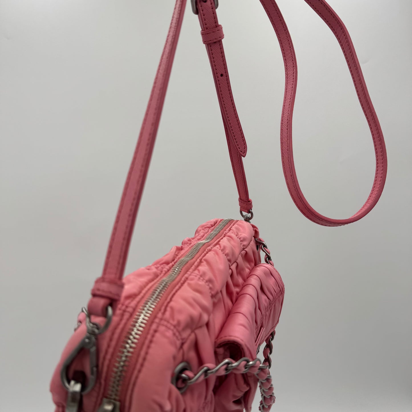 Prada Pink Tessuto Gaufre Chain Satchel