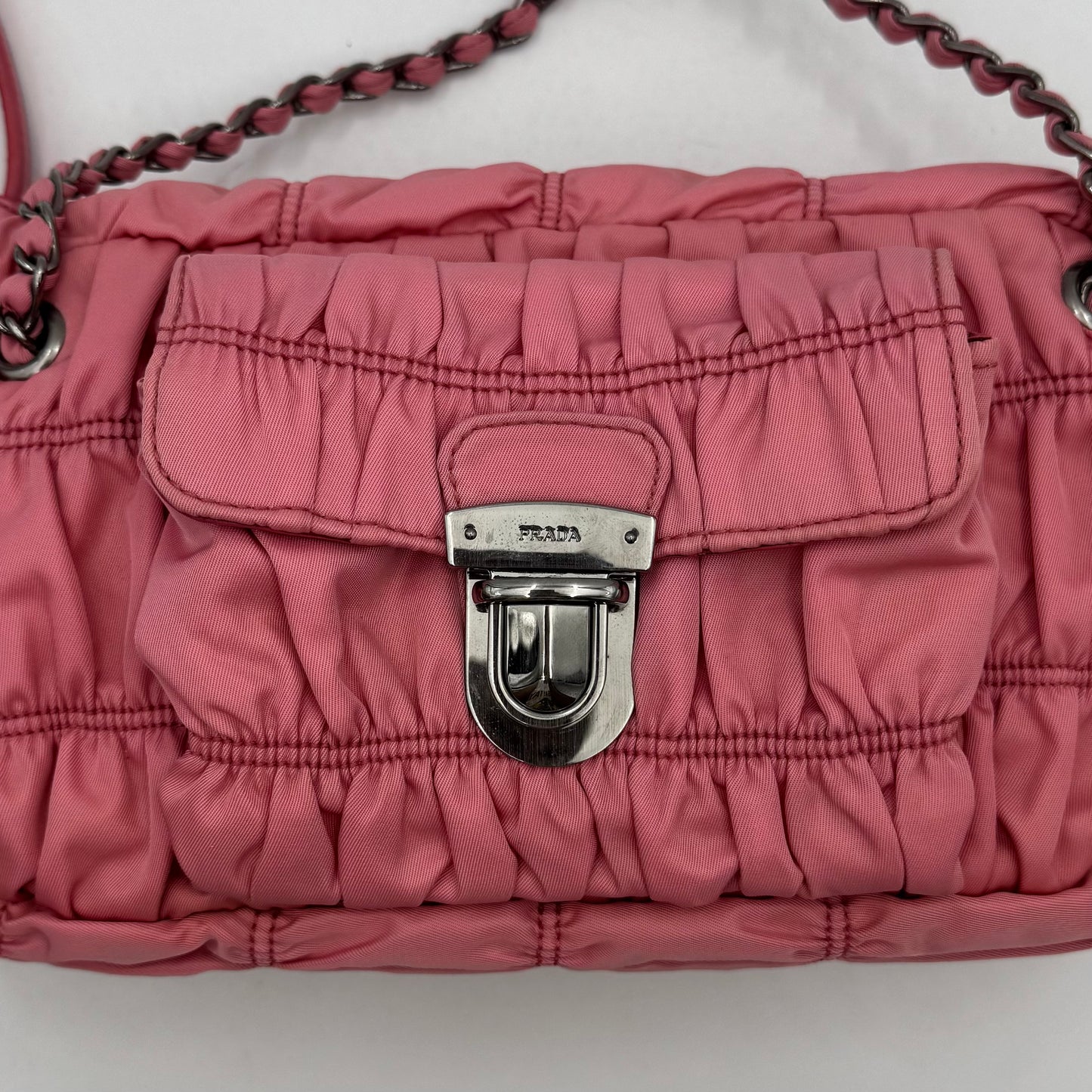 Prada Pink Tessuto Gaufre Chain Satchel