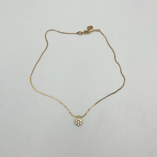 Christian Dior Gold-Tone Flower-Shaped Rhinestones Pendant Necklace