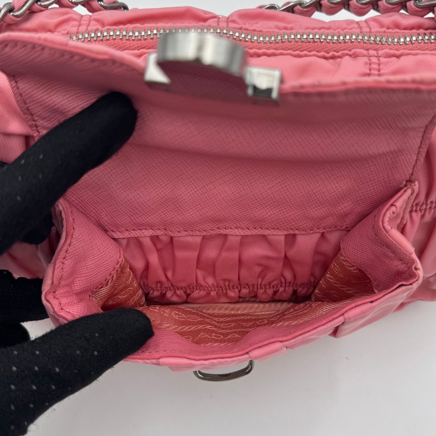 Prada Pink Tessuto Gaufre Chain Satchel