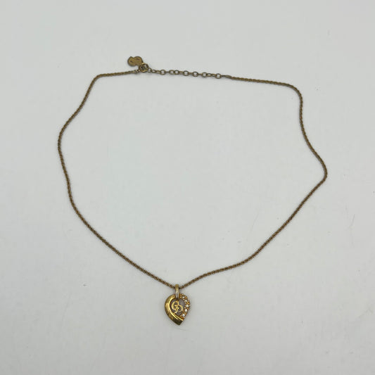 Christian Dior Gold-Tone Delicate CD Heart-Shaped Rhinestones Pendant Necklace