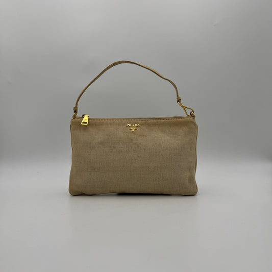 Prada Beige Canvas Pochette
