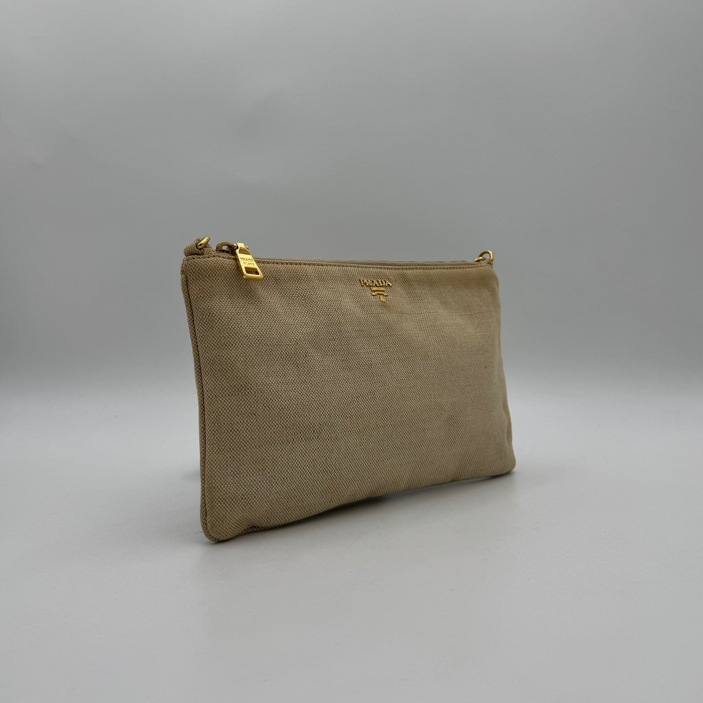 Prada Beige Canvas Pochette