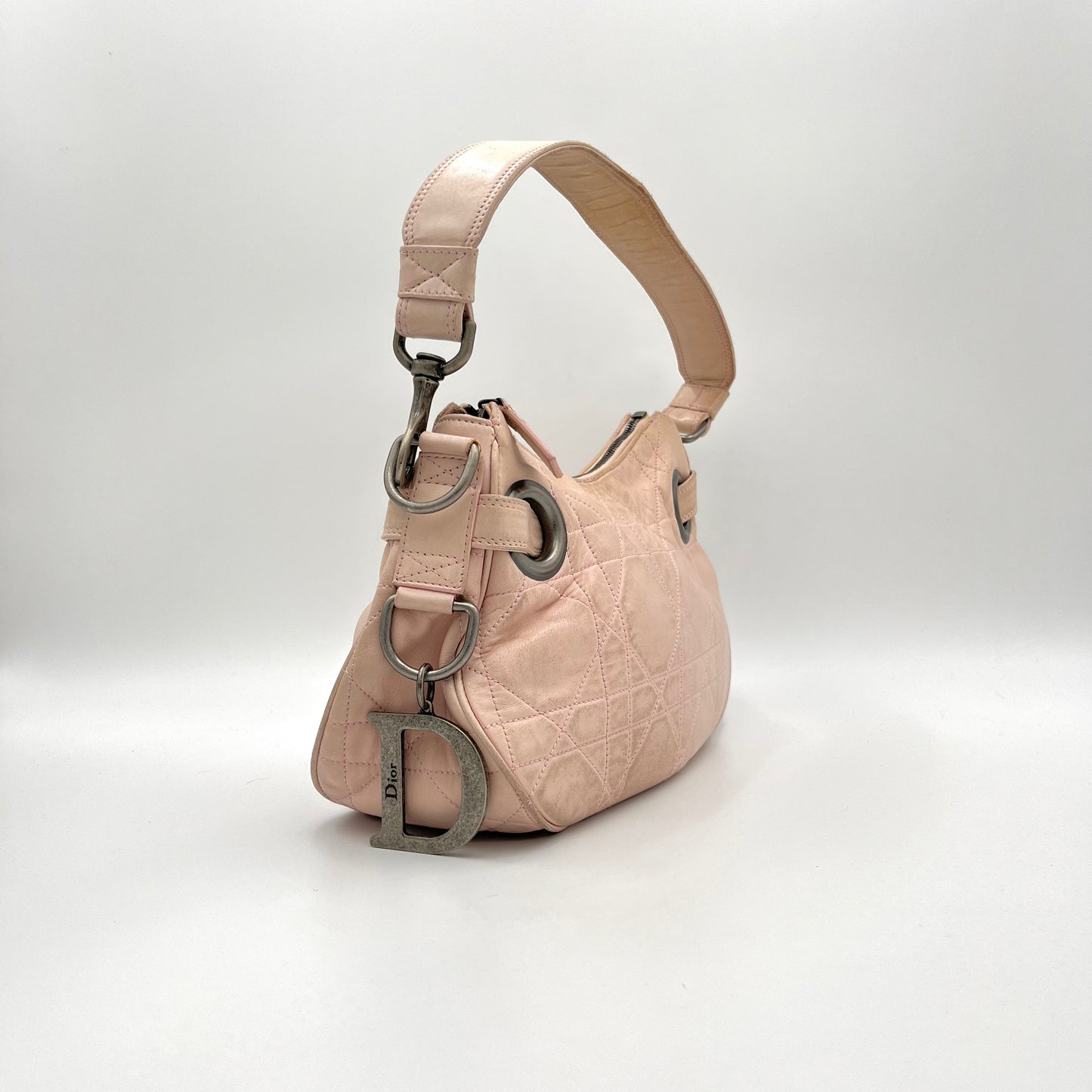 Christian Dior Pink Cannage Lambskin Leather Shoulder Bag