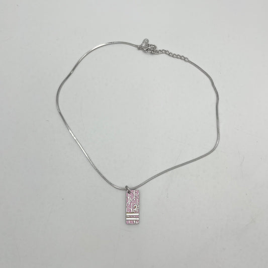 Christian Dior Silver-Tone Light Pink Trotter Necklace