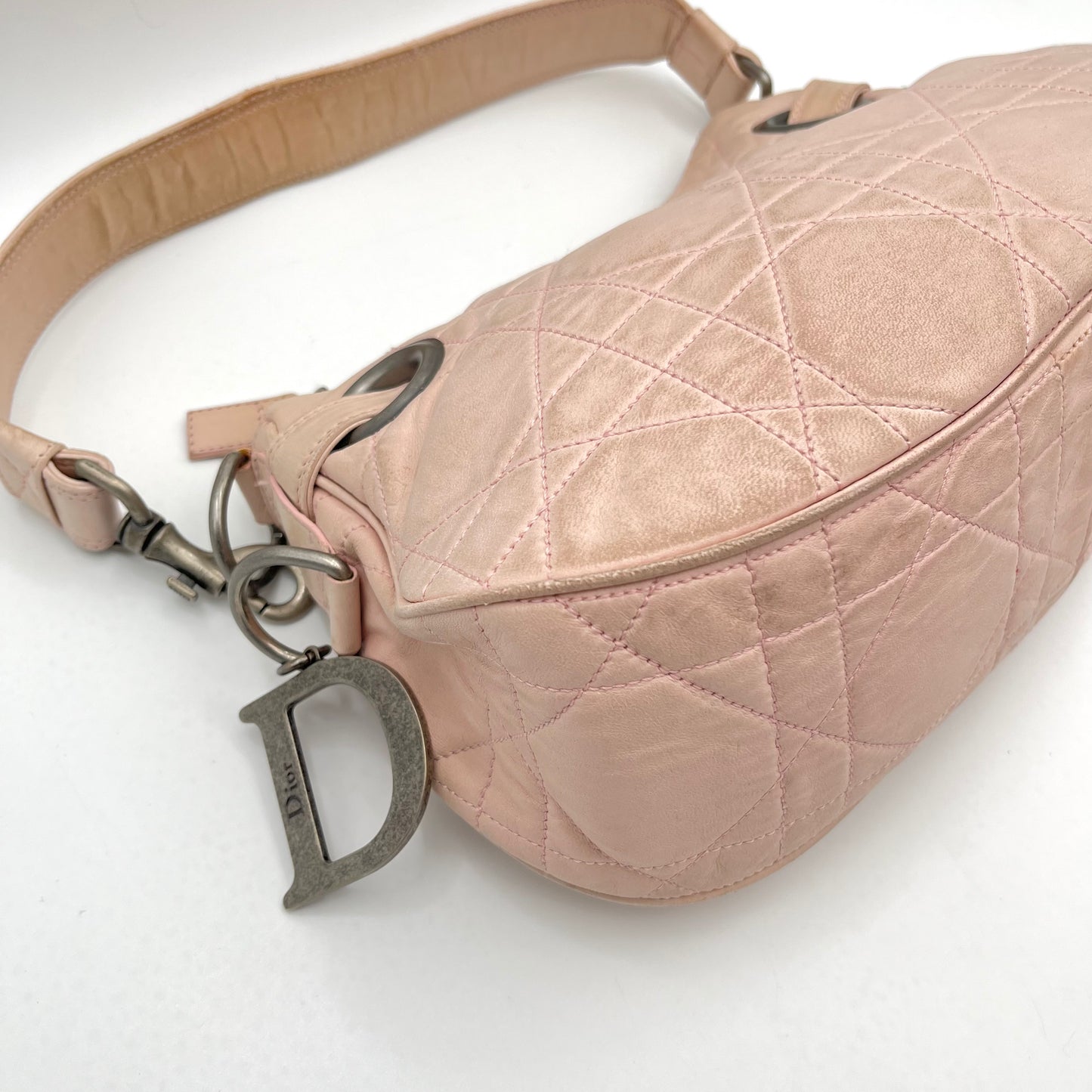 Christian Dior Pink Cannage Lambskin Leather Shoulder Bag
