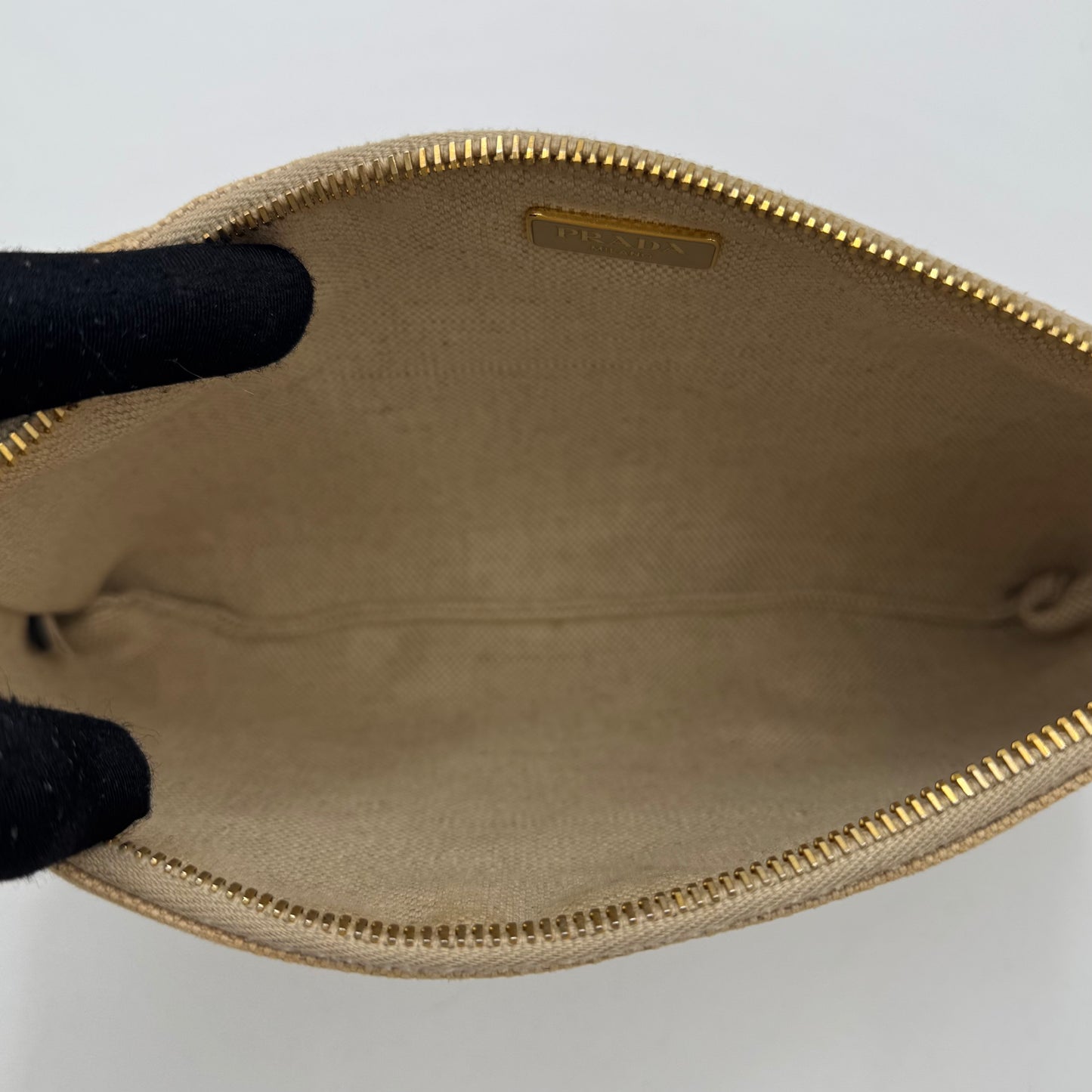 Prada Beige Canvas Pochette