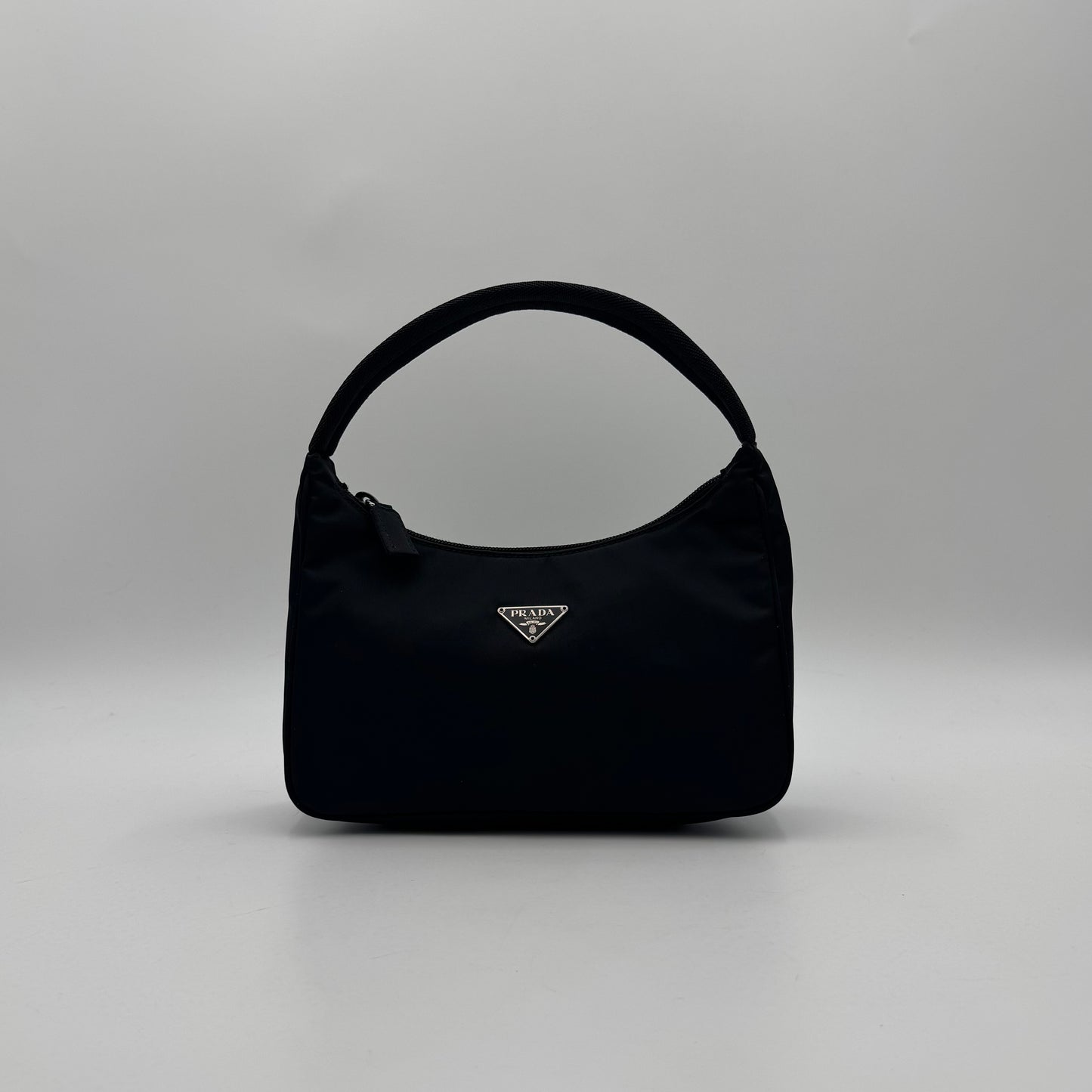 Prada Black Nylon Mini Hobo Baguette