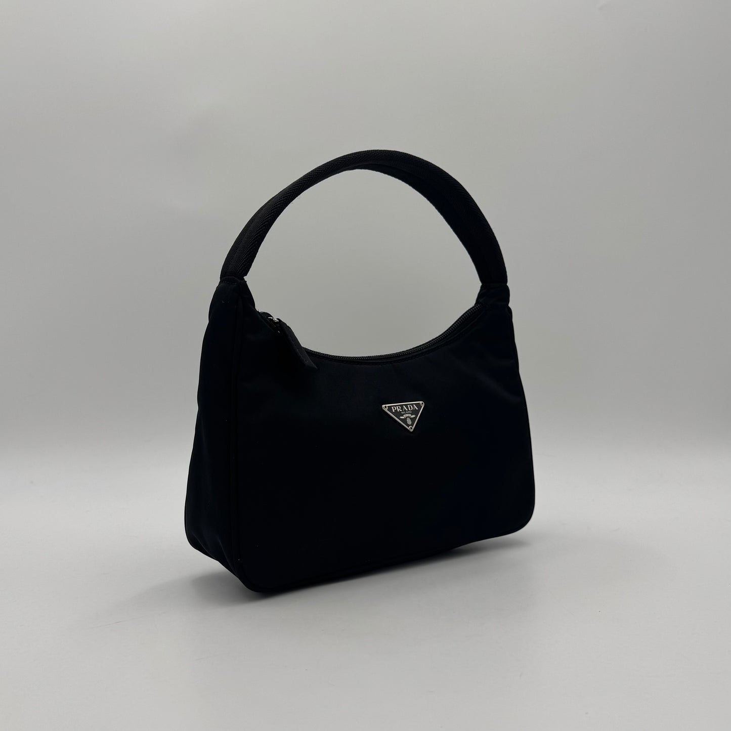 Prada Black Nylon Mini Hobo Baguette