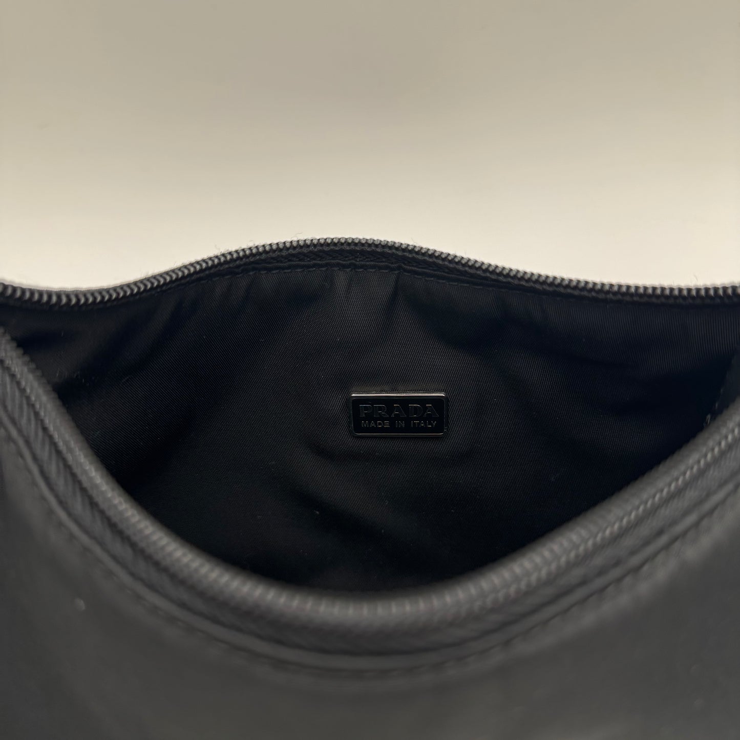 Prada Black Nylon Mini Hobo Baguette