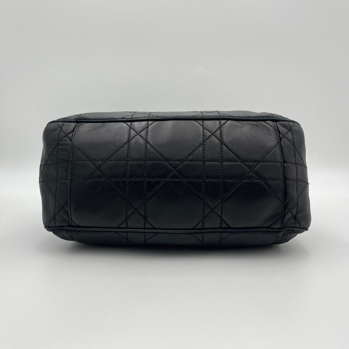 Christian Dior Black Lambskin Cannage Bucket Bag