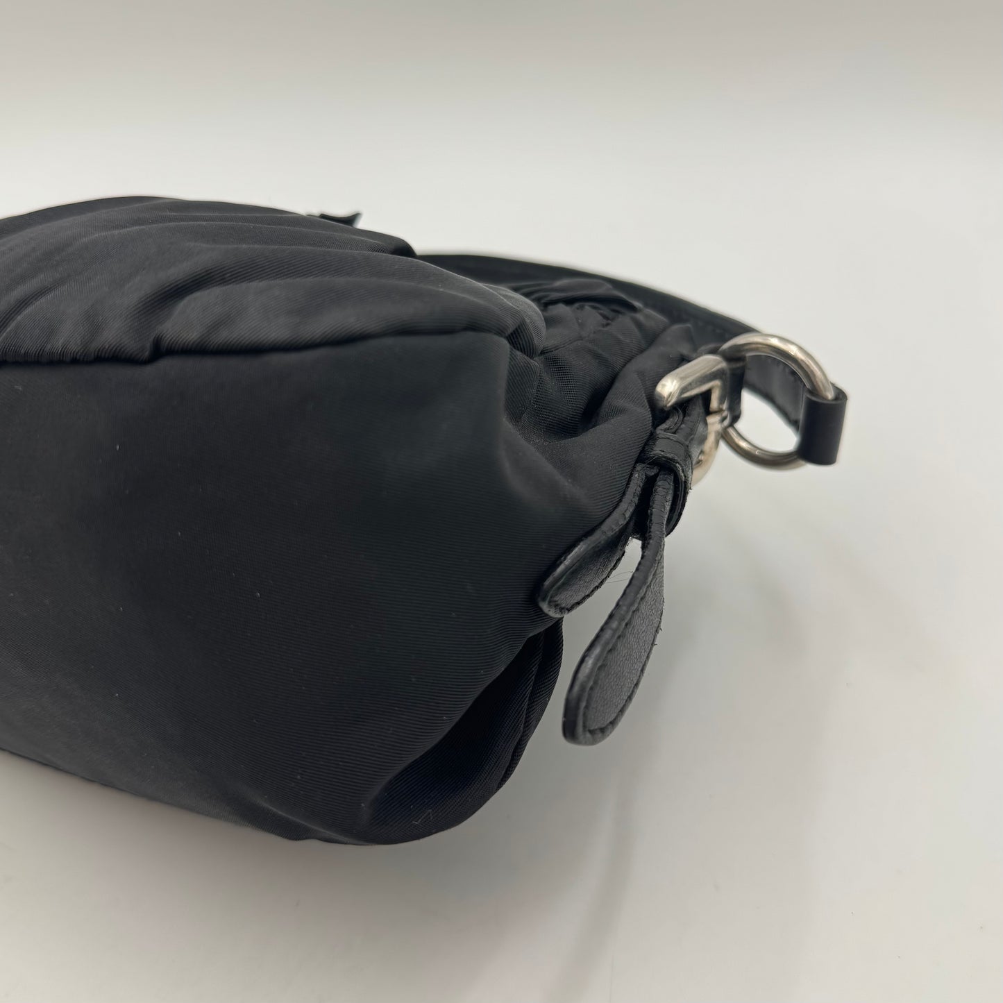 Prada Black Nylon Bow Pochette