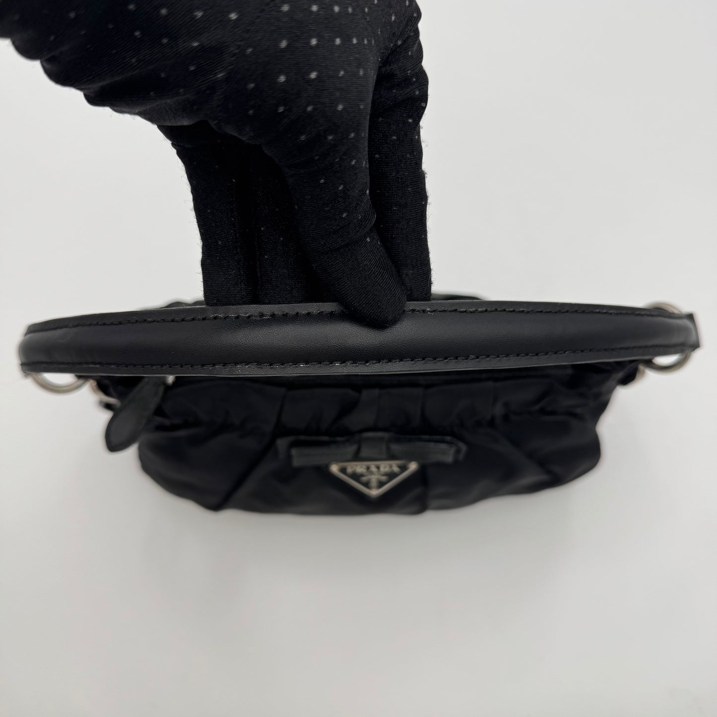 Prada Black Nylon Bow Pochette