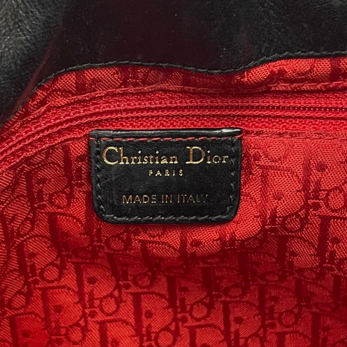 Christian Dior Black Lambskin Cannage Bucket Bag