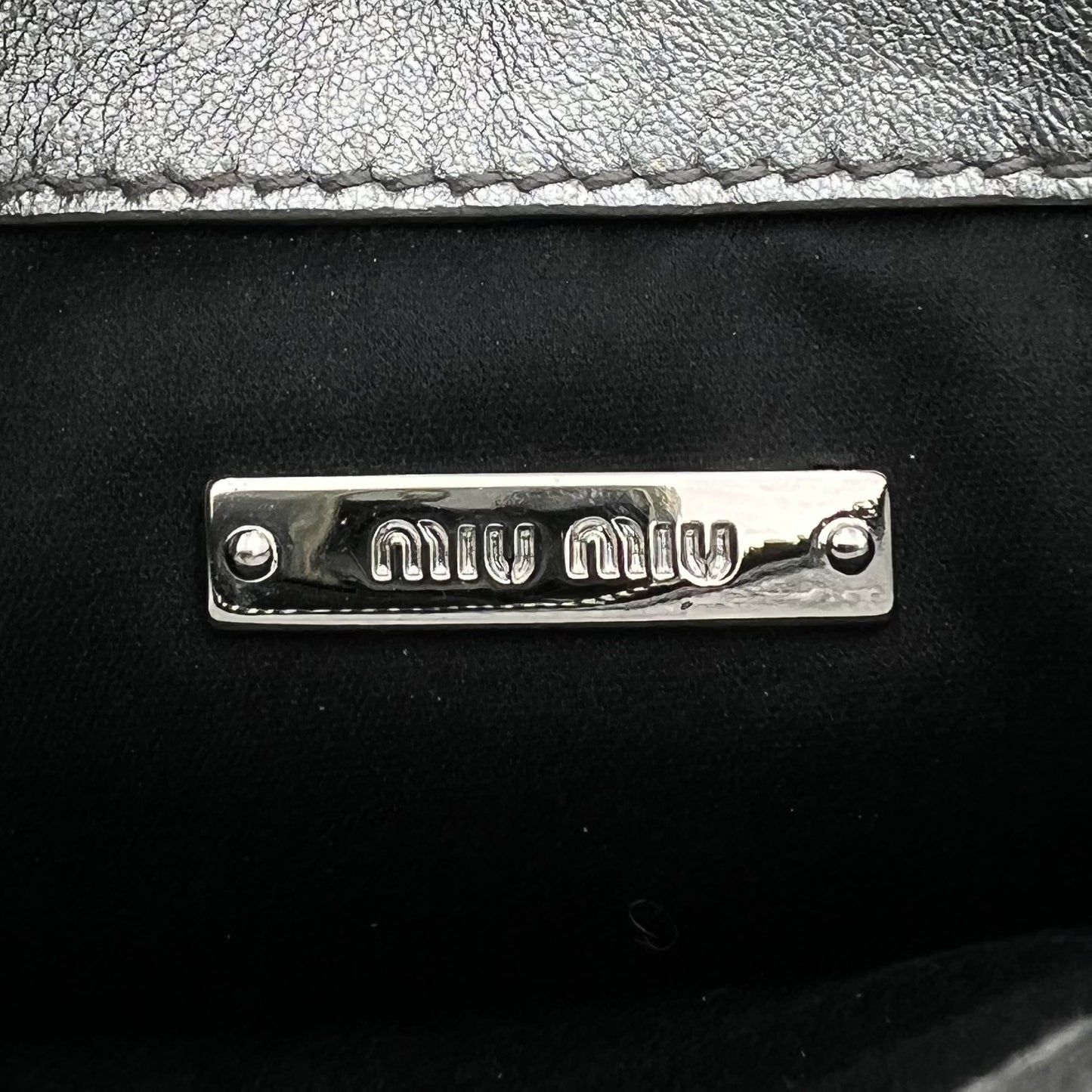 Miu Miu Silver Matelasse Nappa Double Zip Crossbody