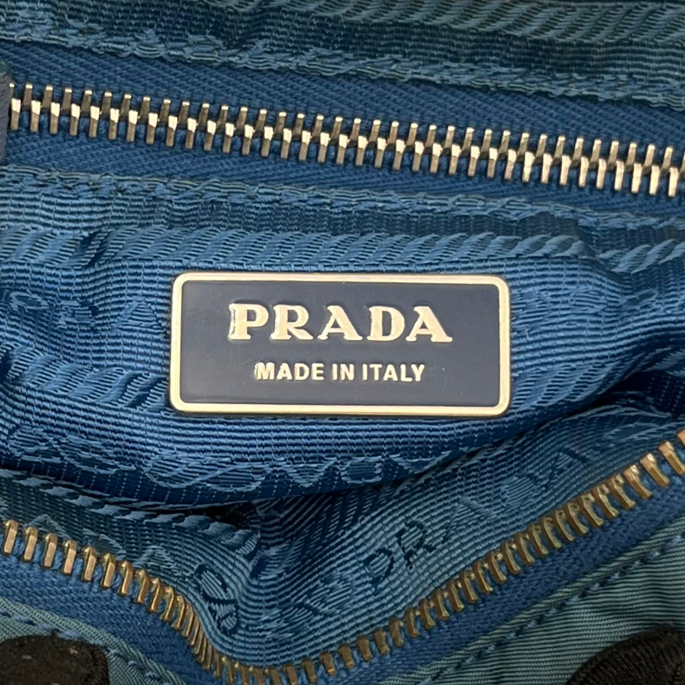 Prada Blue Nylon and Leather Double Pocket Shoulder Sling Bag