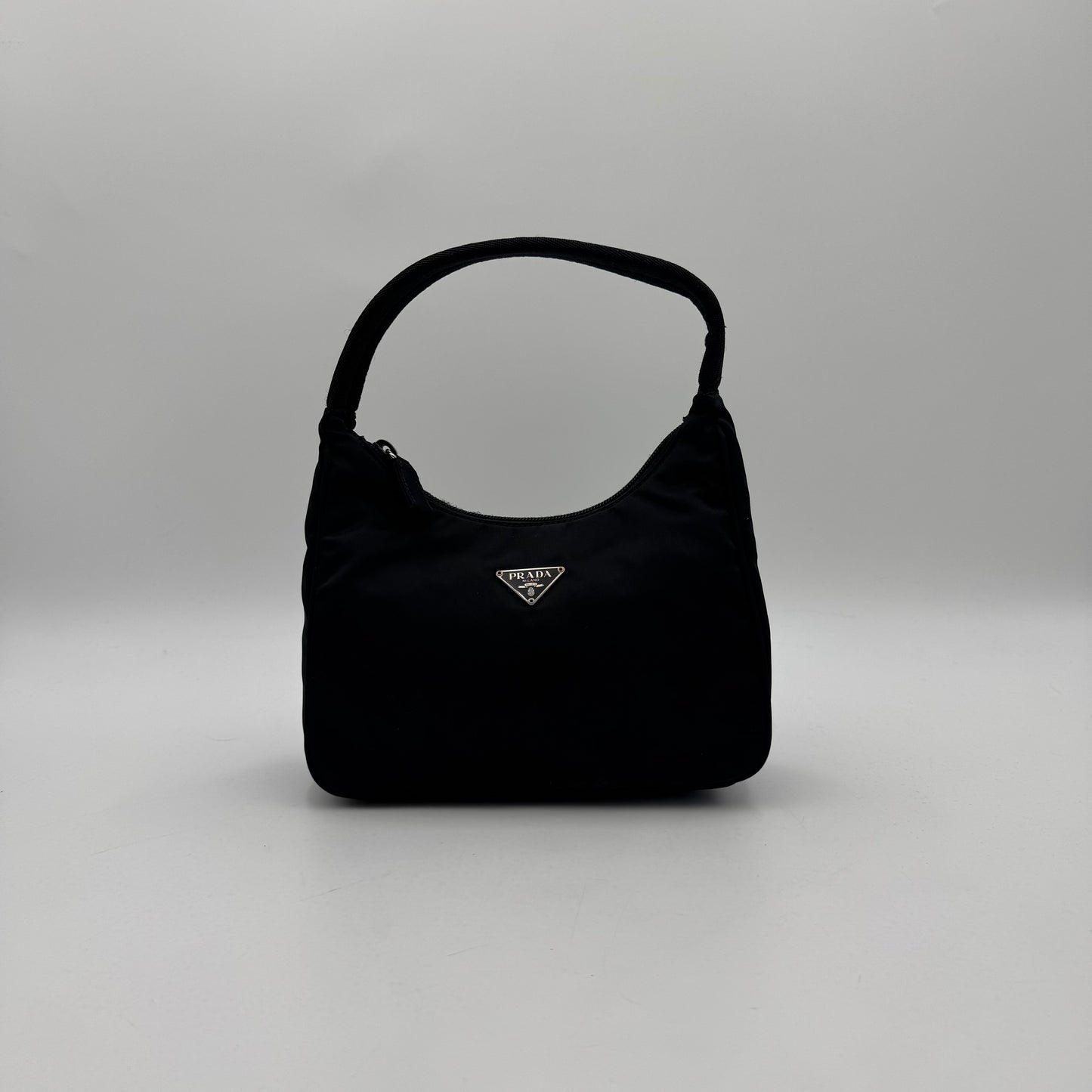 Prada Black Nylon Mini Hobo Baguette