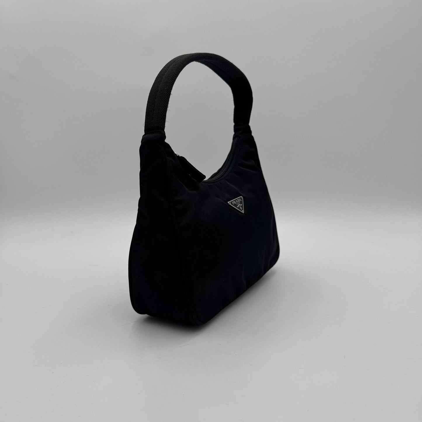 Prada Black Nylon Mini Hobo Baguette