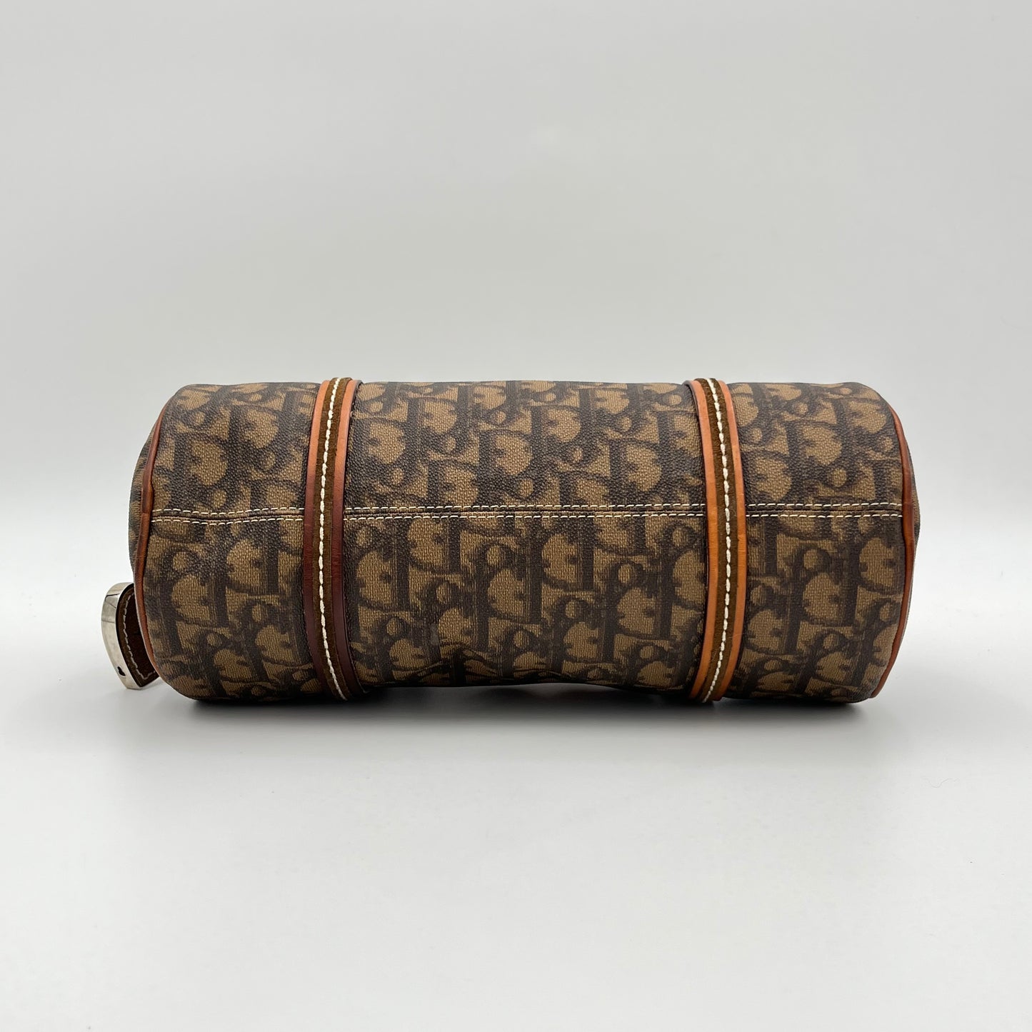 Christian Dior Brown Romantique Trotter Heart Lock Barrel Bag