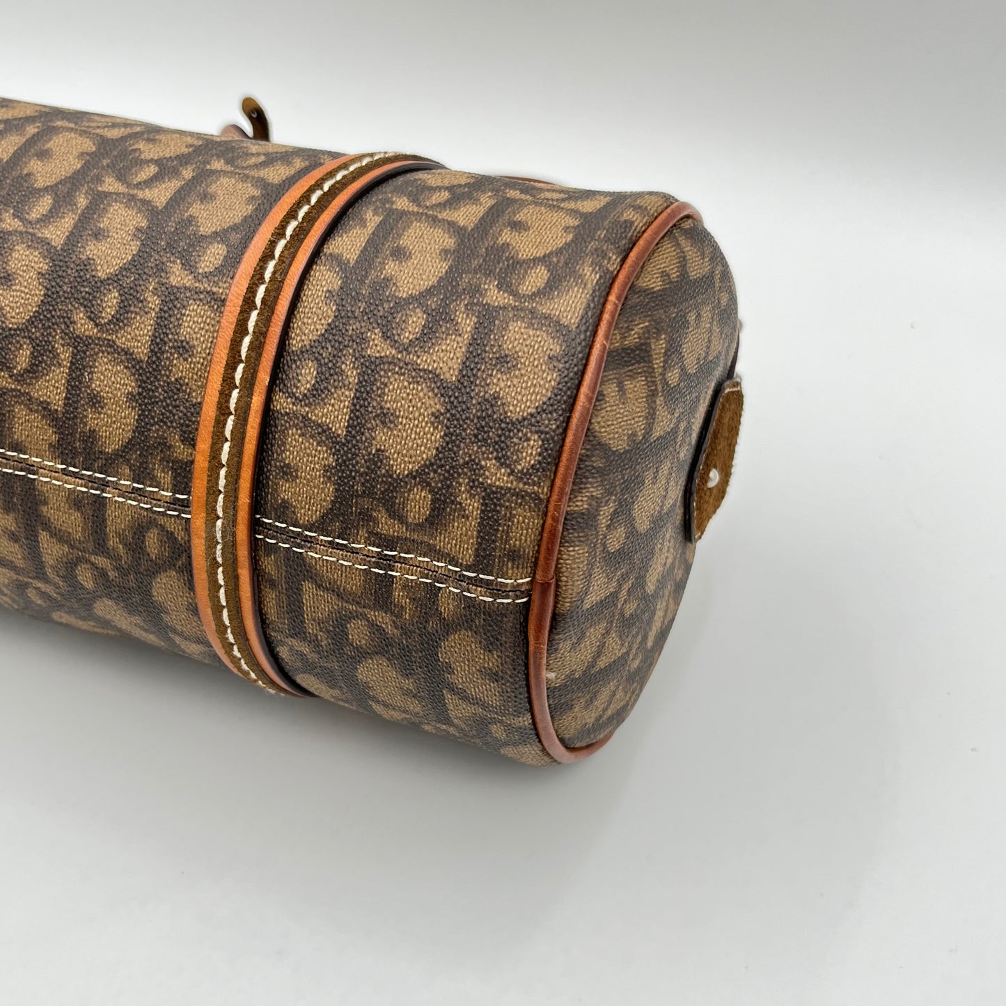 Christian Dior Brown Romantique Trotter Heart Lock Barrel Bag