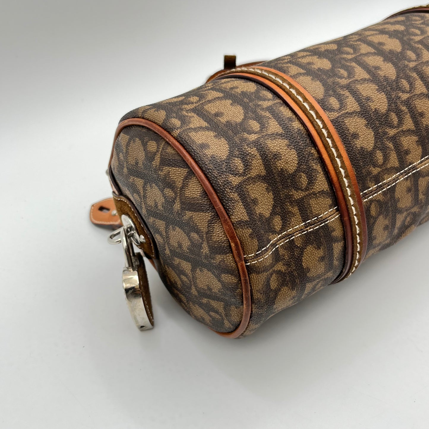Christian Dior Brown Romantique Trotter Heart Lock Barrel Bag