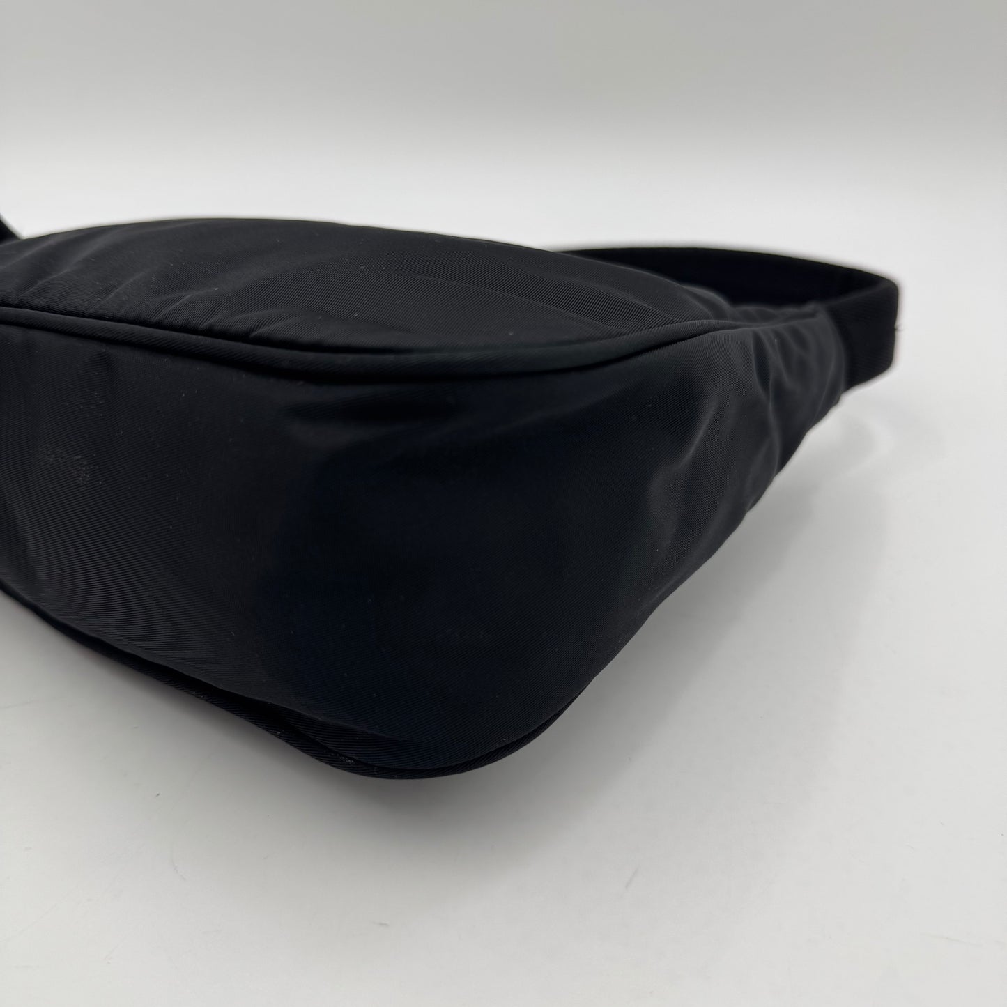 Prada Black Nylon Mini Hobo Baguette