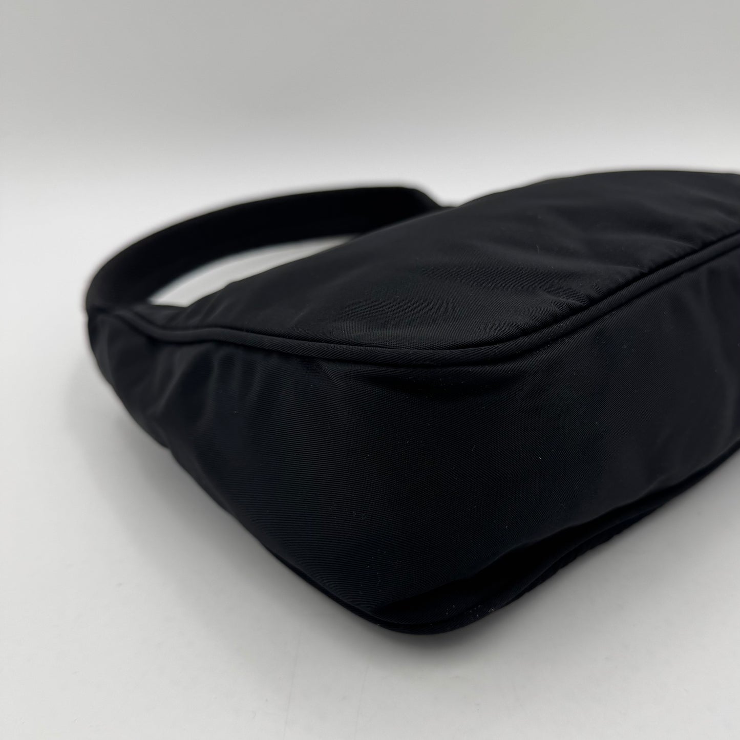 Prada Black Nylon Mini Hobo Baguette