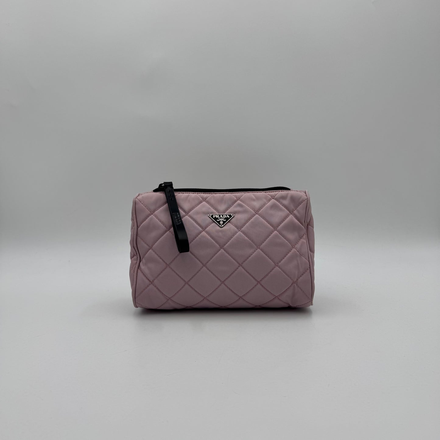 Prada Light Pink Quilted Nylon Zip Pouch