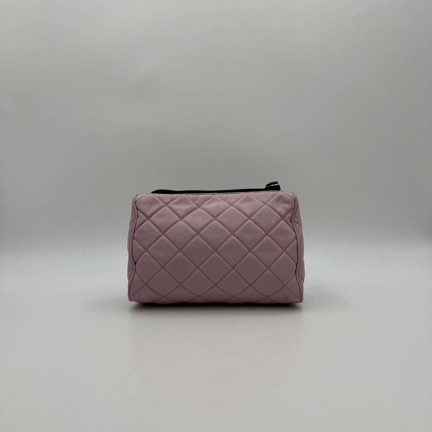 Prada Light Pink Quilted Nylon Zip Pouch