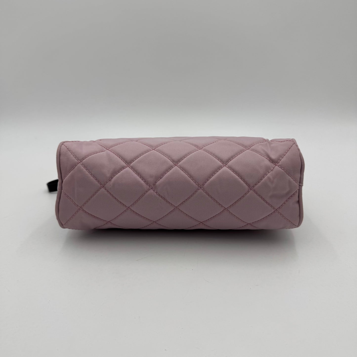 Prada Light Pink Quilted Nylon Zip Pouch