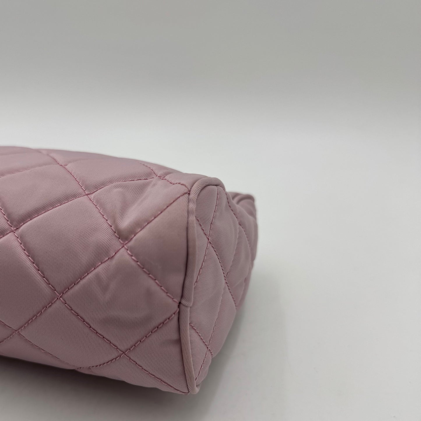 Prada Light Pink Quilted Nylon Zip Pouch