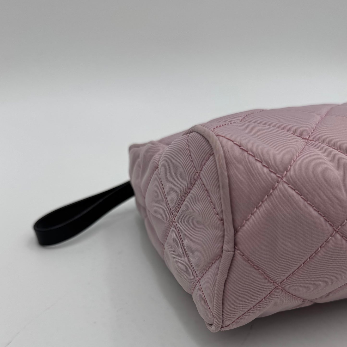 Prada Light Pink Quilted Nylon Zip Pouch