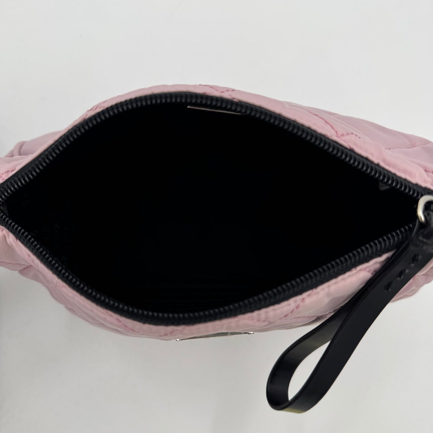 Prada Light Pink Quilted Nylon Zip Pouch