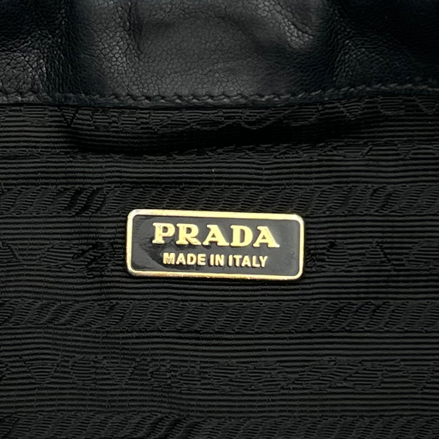 Prada Black Leather Grommet Baguette