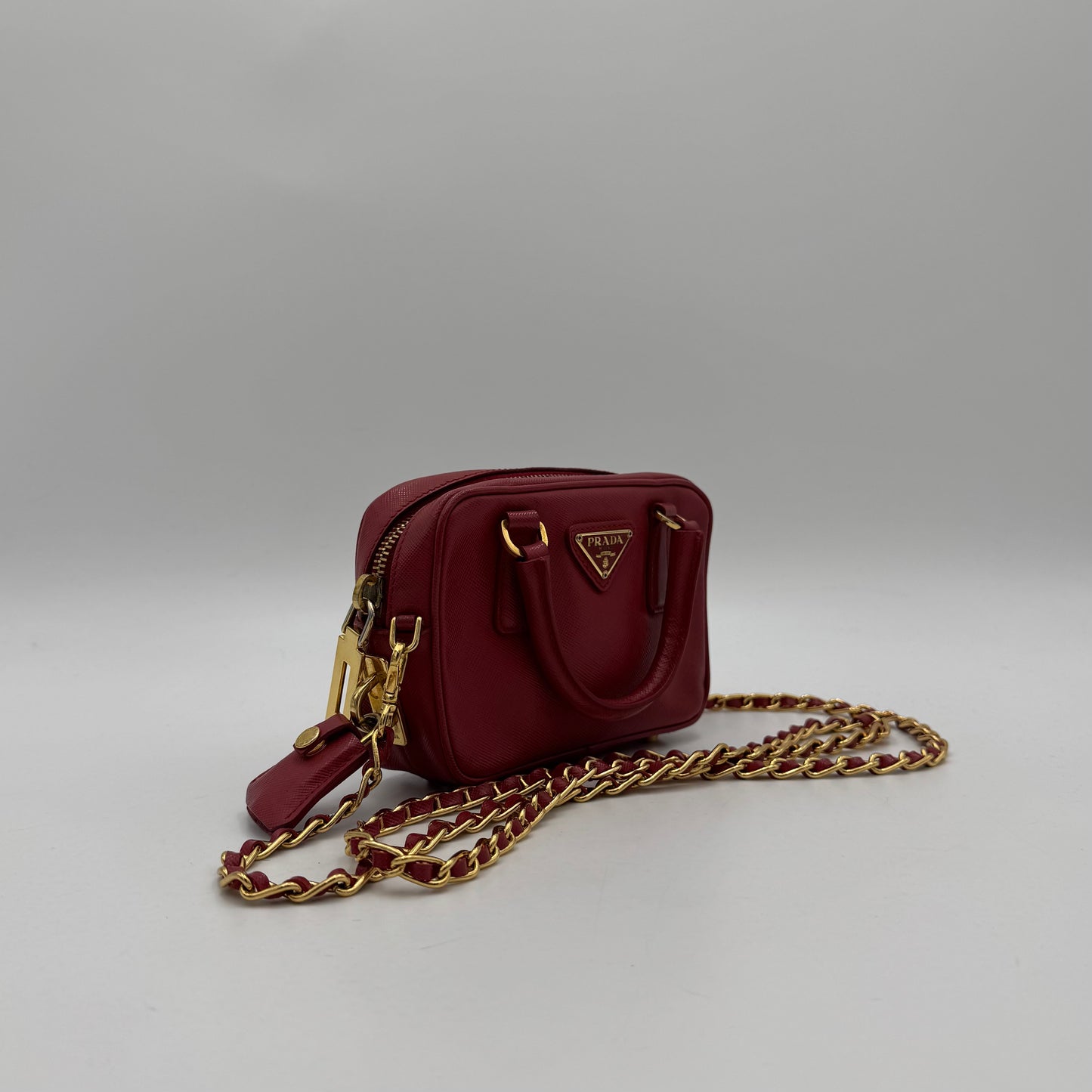 Prada Pink Saffiano Mini Bauletto GHW