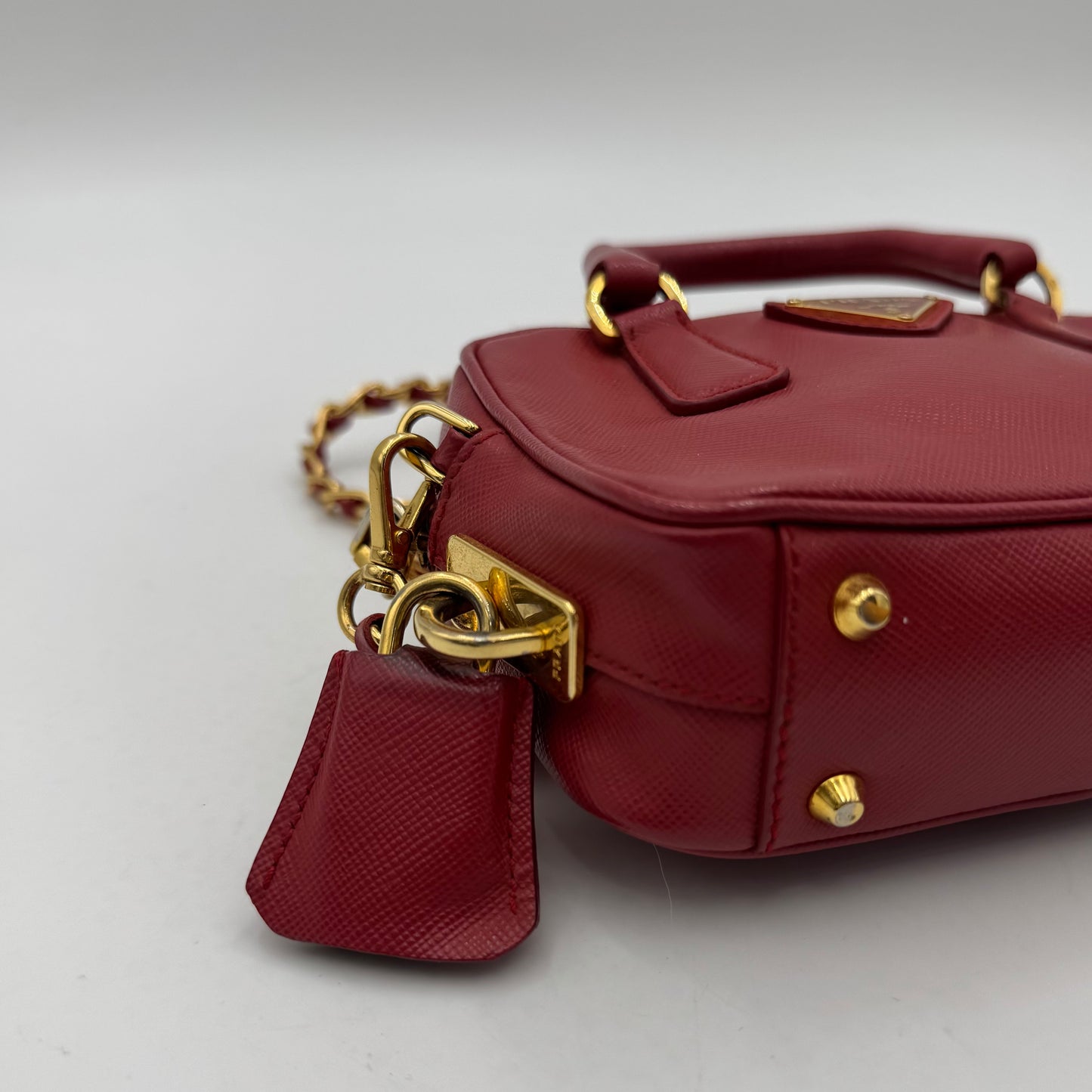 Prada Pink Saffiano Mini Bauletto GHW