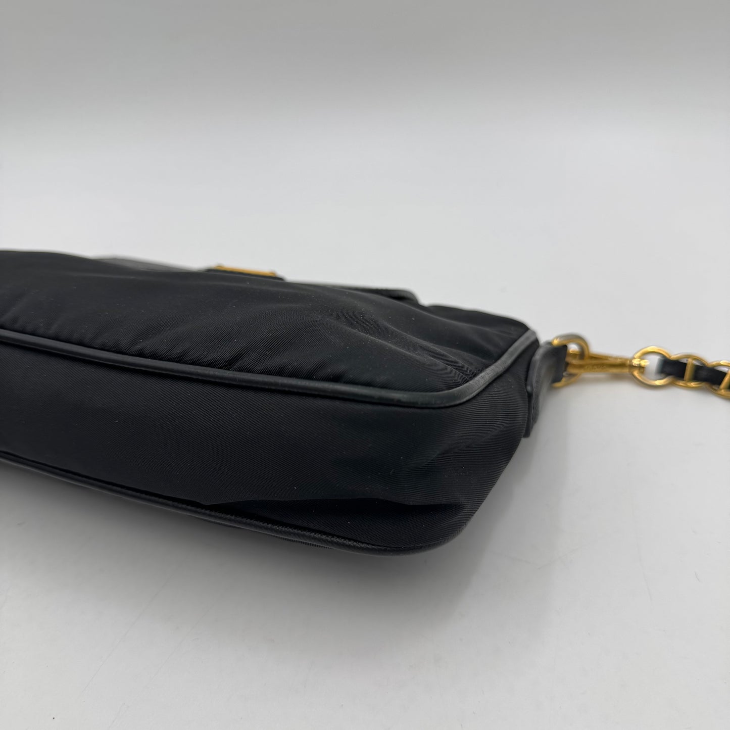 Prada Black Tessuto and Saffiano Chain Crossbody GHW