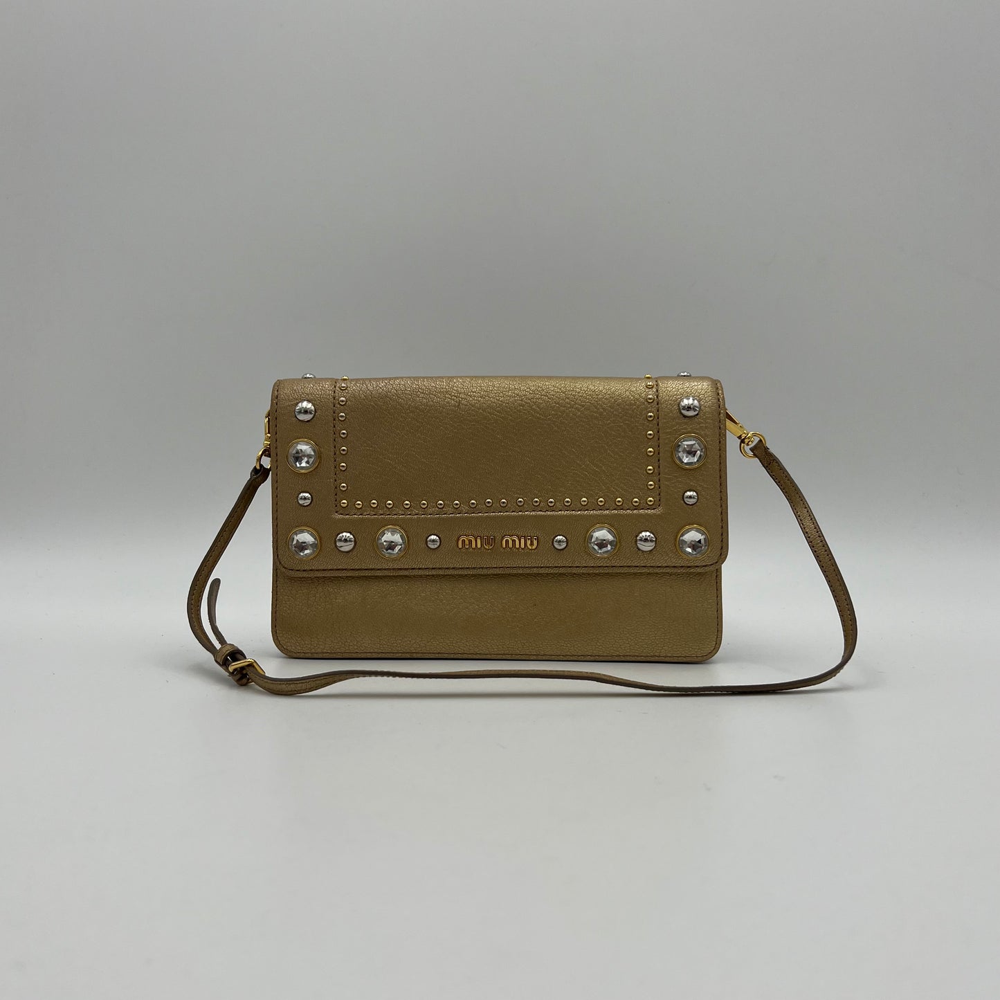 Miu Miu Crystal Gold Wallet Bag
